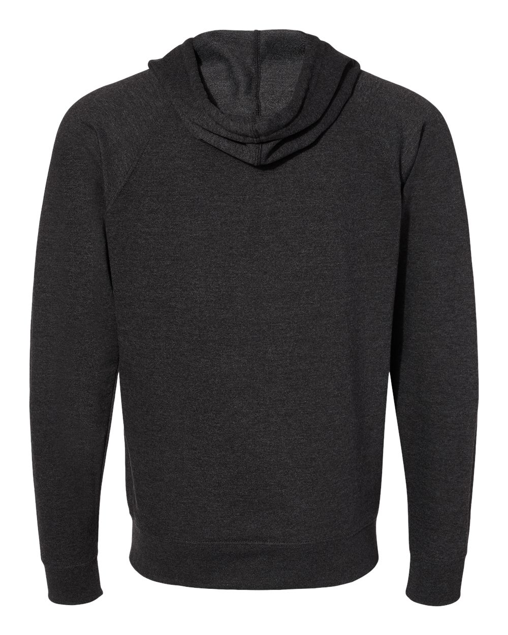 Rear View of Charcoal Heather Icon Lightweight Loopback Terry Full-Zip Hooded Sweatshirt - SS1000Z