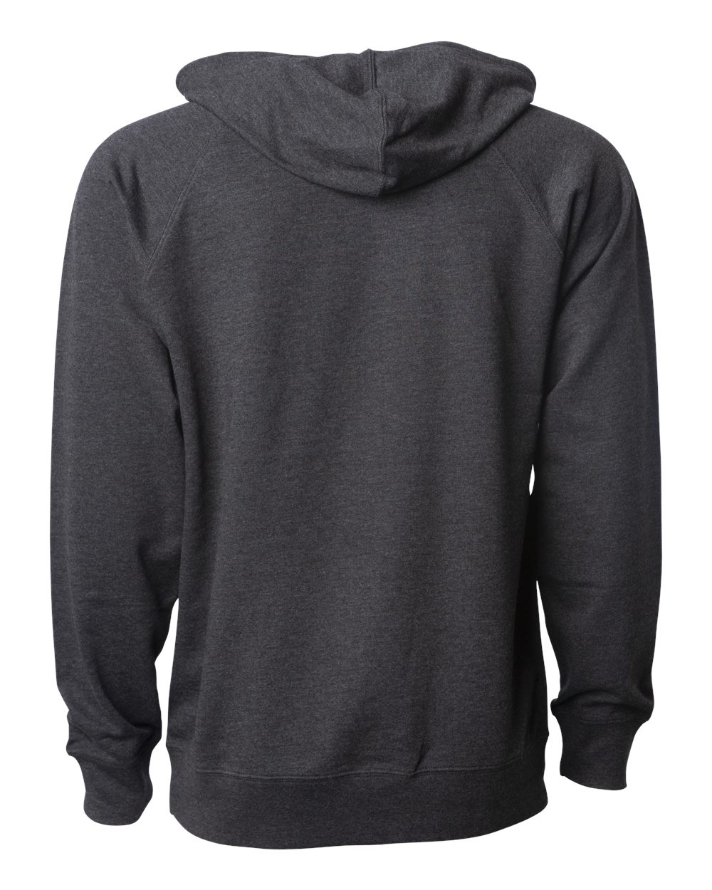 Rear View of Charcoal Heather Icon Lightweight Loopback Terry Hooded Sweatshirt - SS1000