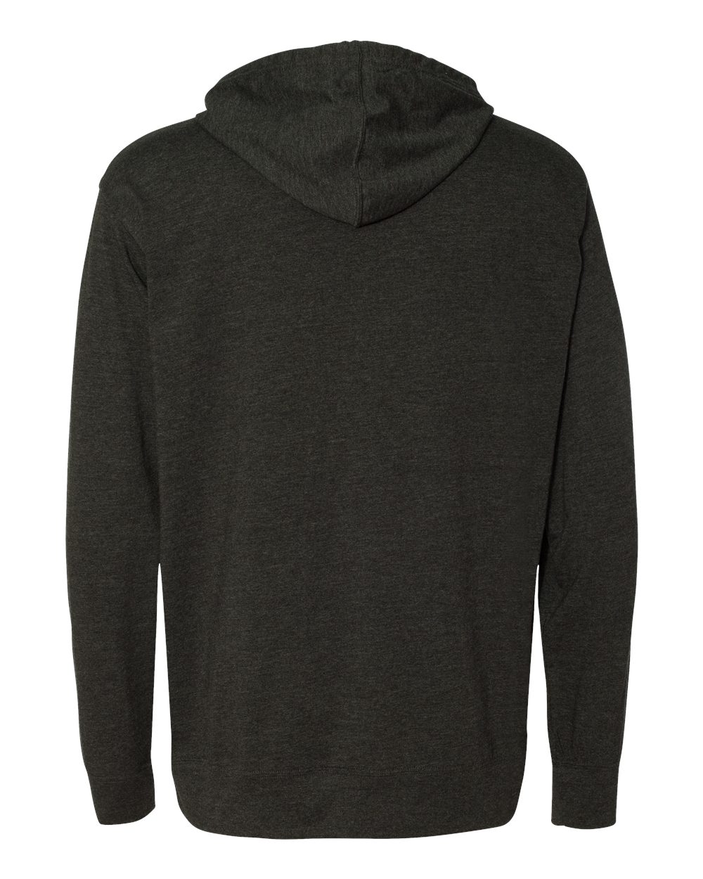 Rear View of Charcoal Heather Lightweight Hooded Pullover T-Shirt - SS150J