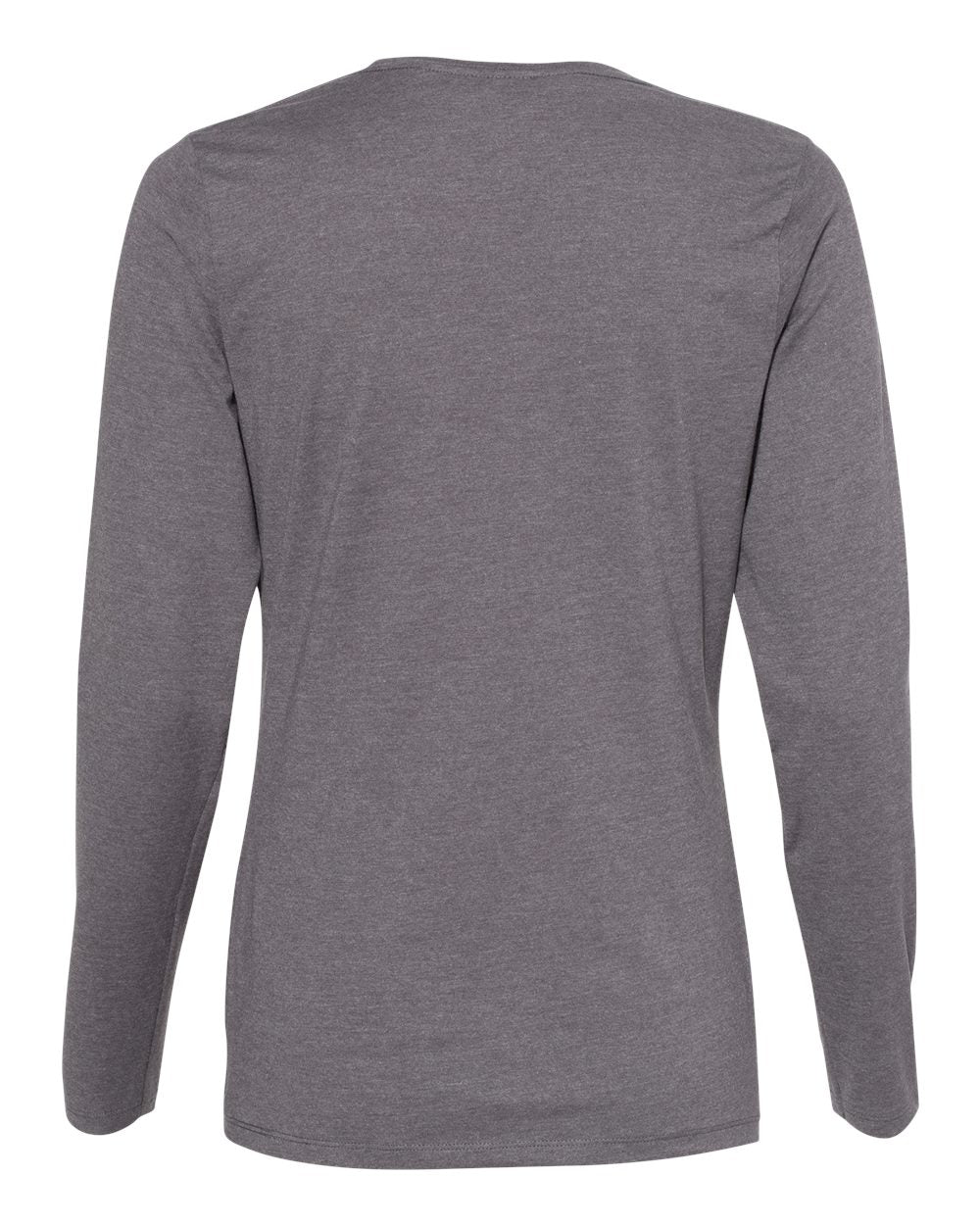 Front View of Charcoal Heather Perfect-T Women’s Long Sleeve Scoopneck T-Shirt - S04LS