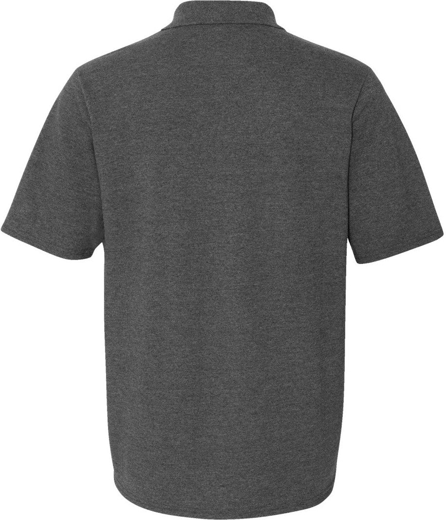 Front View of Charcoal Heather Piqué Polo - 055P