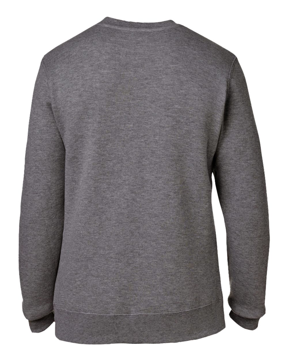 Rear View of Charcoal Heather Premium Fleece Crewneck Sweatshirt - 8424