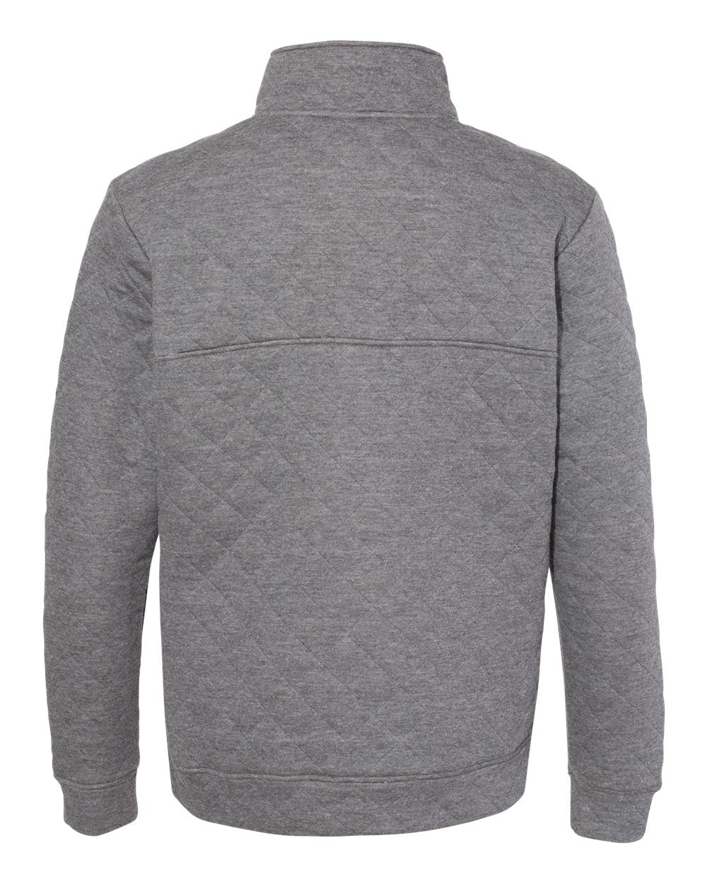 Rear View of Charcoal Heather Quilted Snap Pullover - 8890