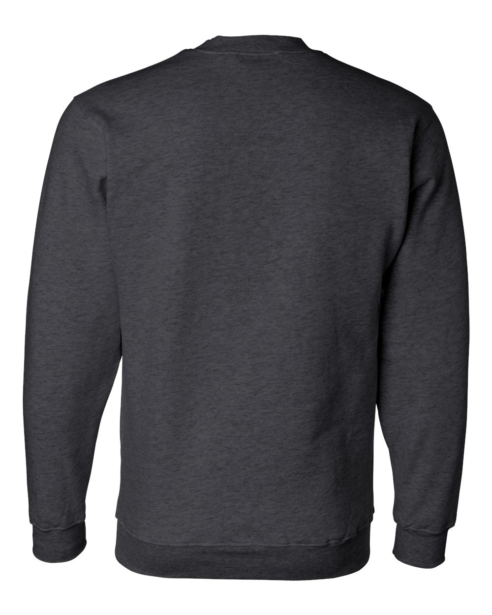 Rear View of Charcoal Heather USA-Made Crewneck Sweatshirt - 1102