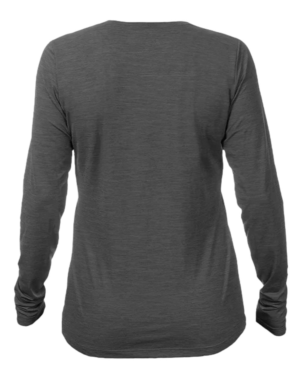 Front View of Charcoal Heathered Women's Breeze Tech Long Sleeve T-Shirt - WSBRZL0