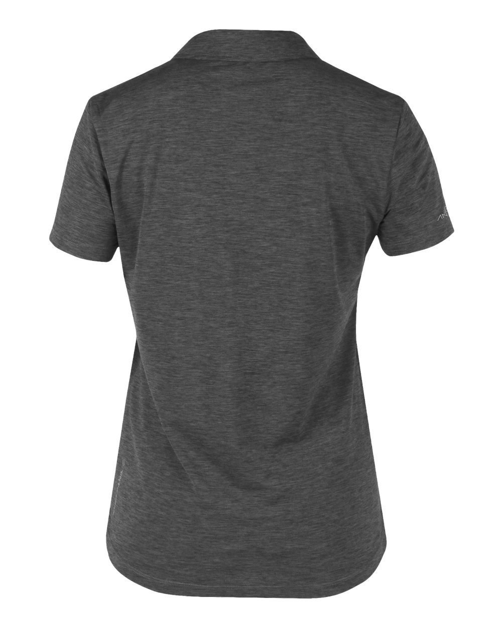 Front View of Charcoal Heathered Women's Breeze Tech Polo - WPBRZS1