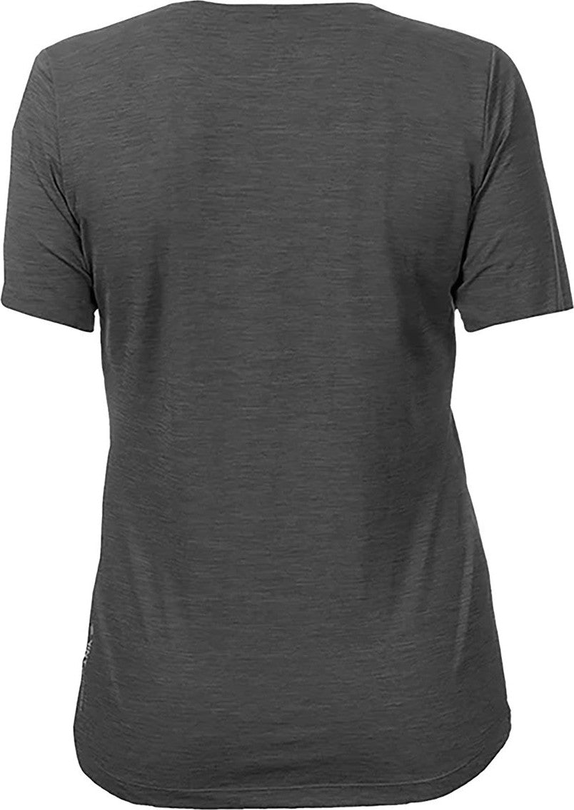 Front View of Charcoal Heathered Women's Breeze Tech T-Shirt - WSBRZS0