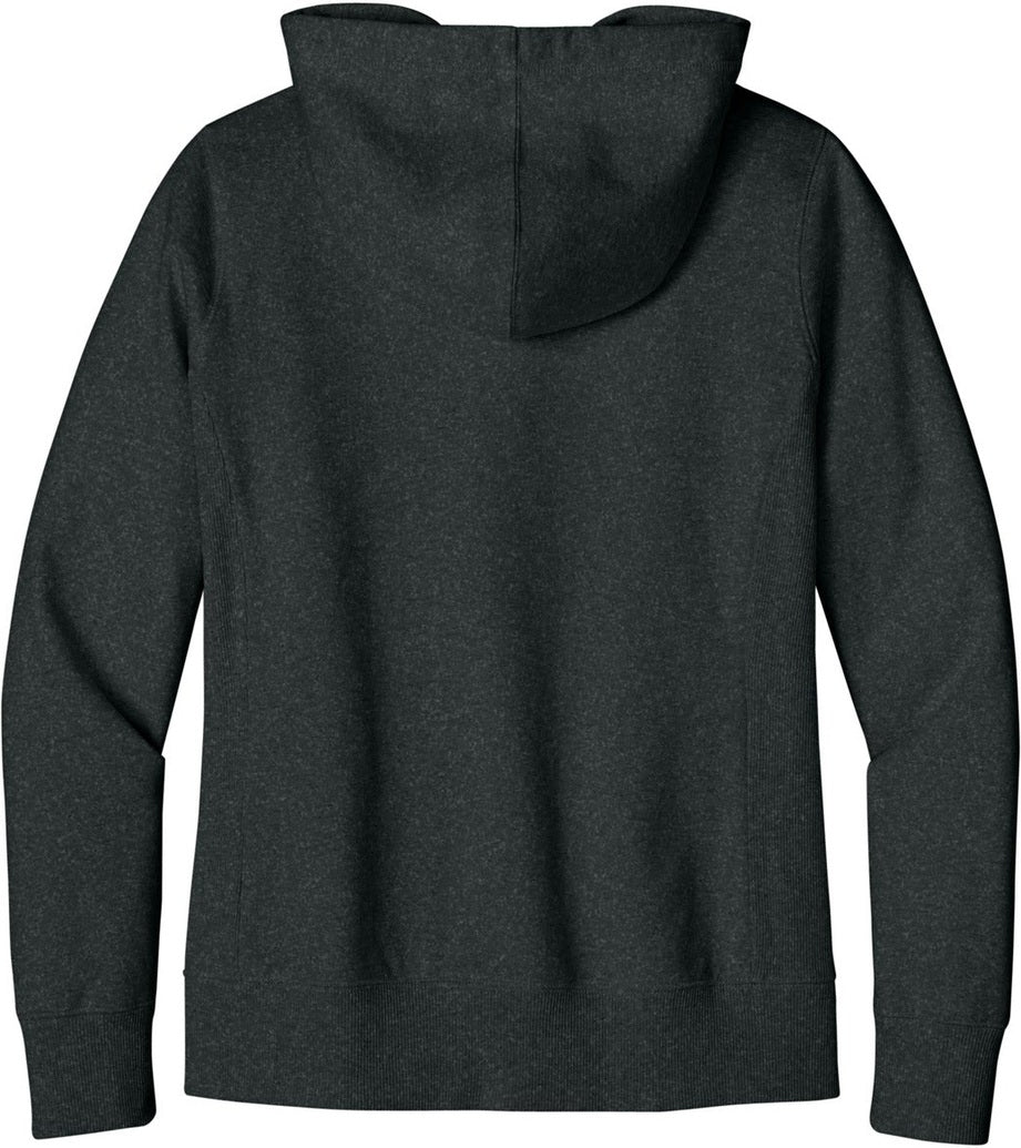 Front View of Charcoal Hthr District Women's Re-Fleece Full-Zip Hoodie DT8103