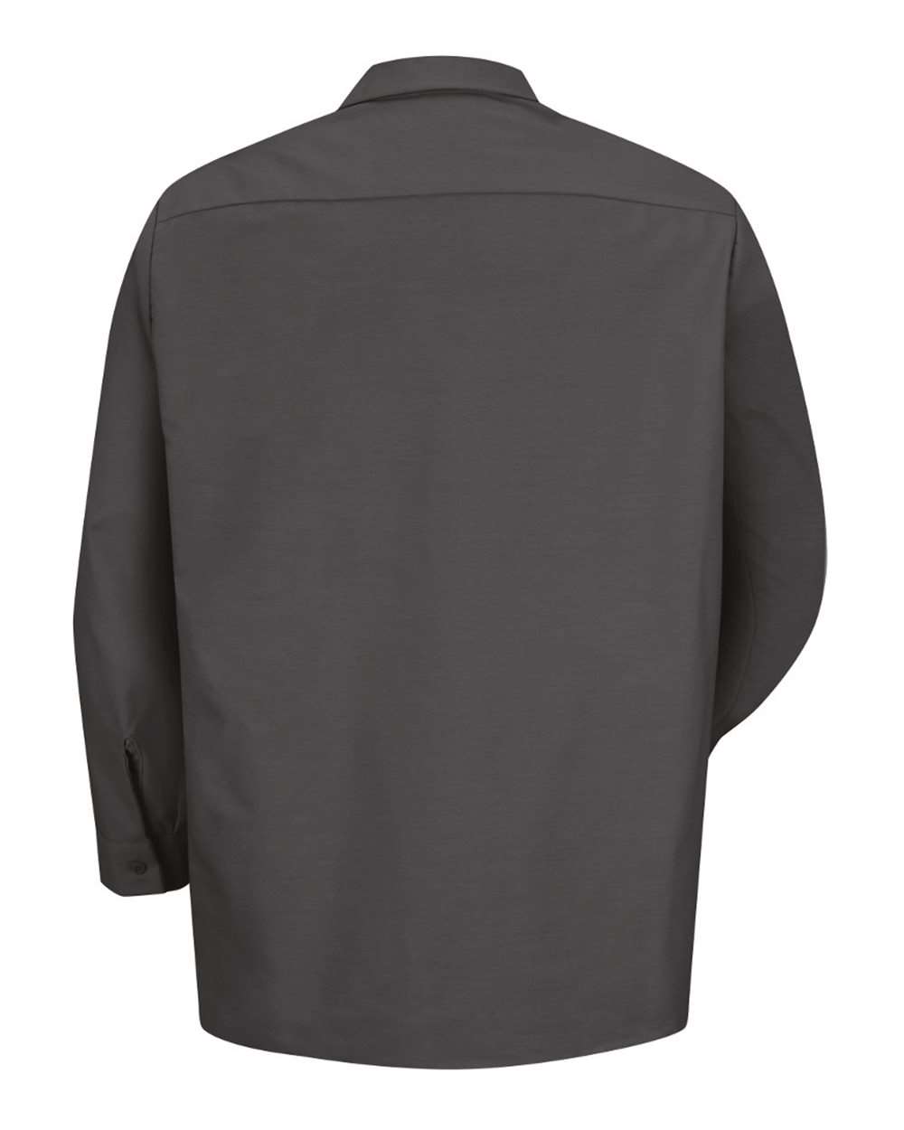 Rear View of Charcoal Industrial Long Sleeve Work Shirt - Tall Sizes - SP14T