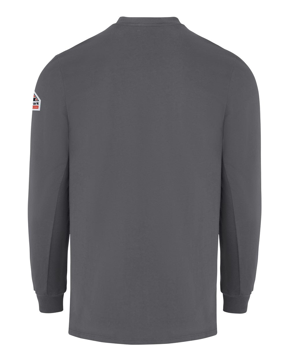 Rear View of Charcoal Knit Long Sleeve T-Shirt - SET2 plain