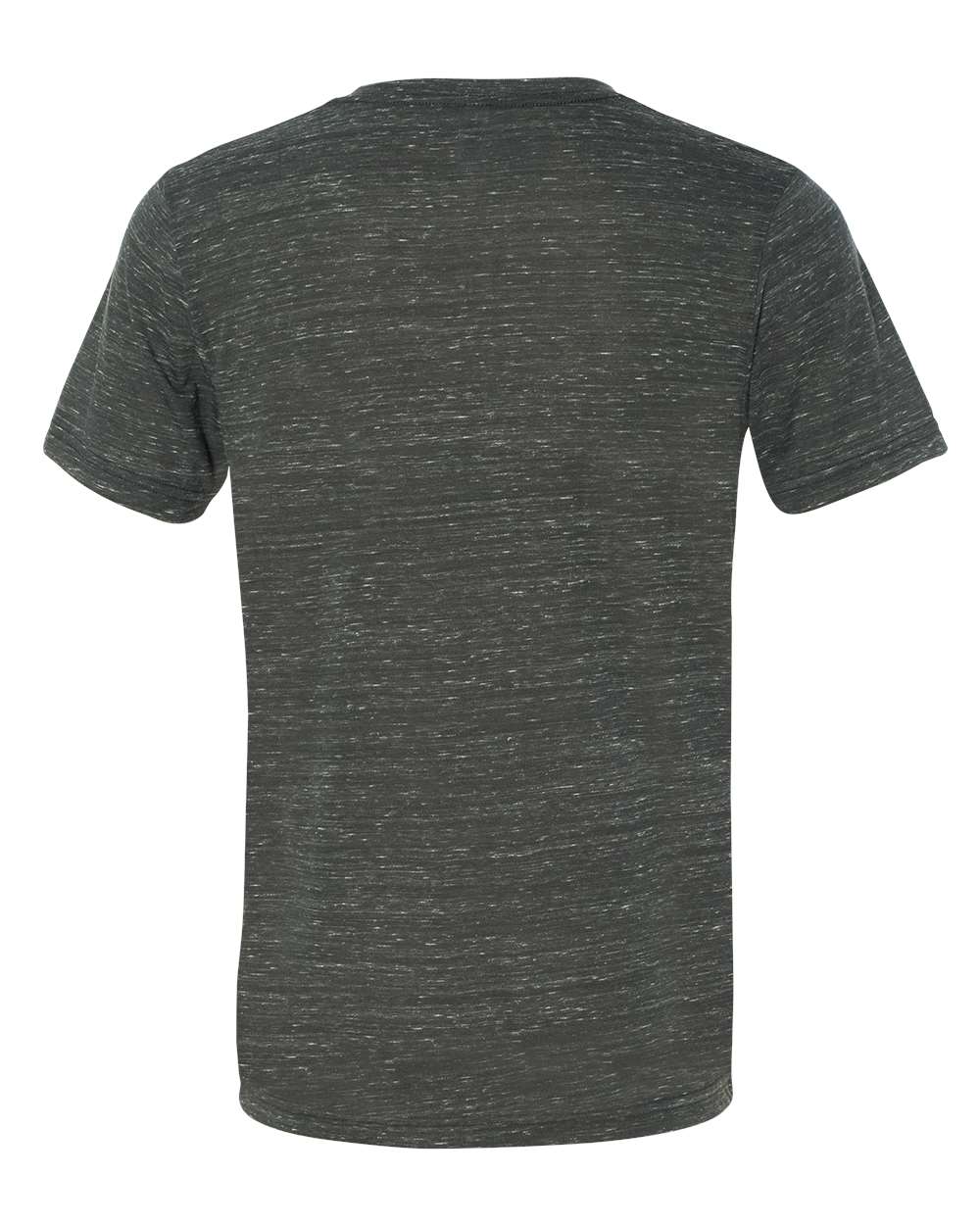 Front View of Charcoal Marble Textured Jersey V-Neck Tee - 3655