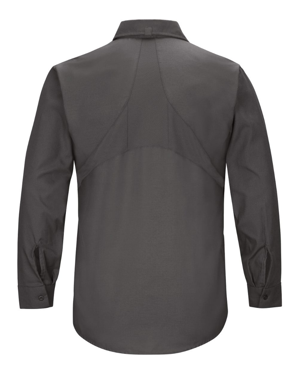 Rear View of Charcoal Mimix™ Long Sleeve Work Shirt - Tall Sizes - SX10T