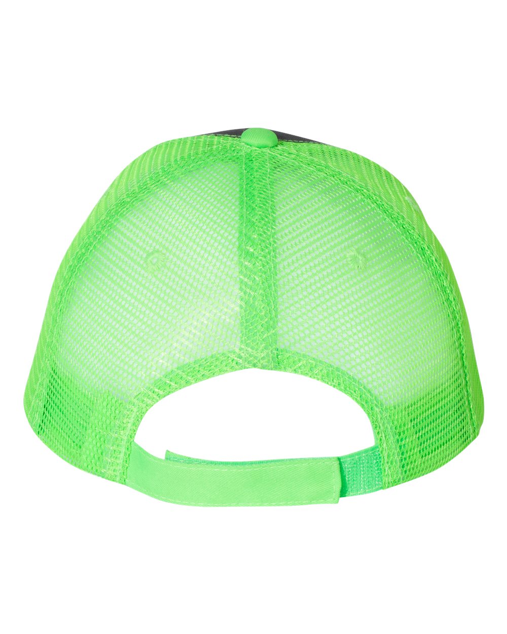 Rear View of Charcoal/ Neon Green Sandwich Trucker Cap - S102