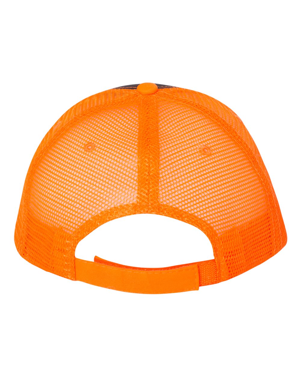 Rear View of Charcoal/ Neon Orange Sandwich Trucker Cap - S102