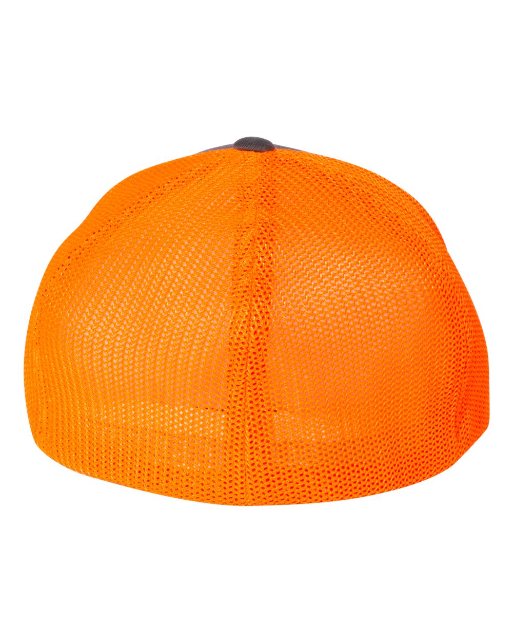 Front View of Charcoal/ Neon Orange Trucker Cap - 6511
