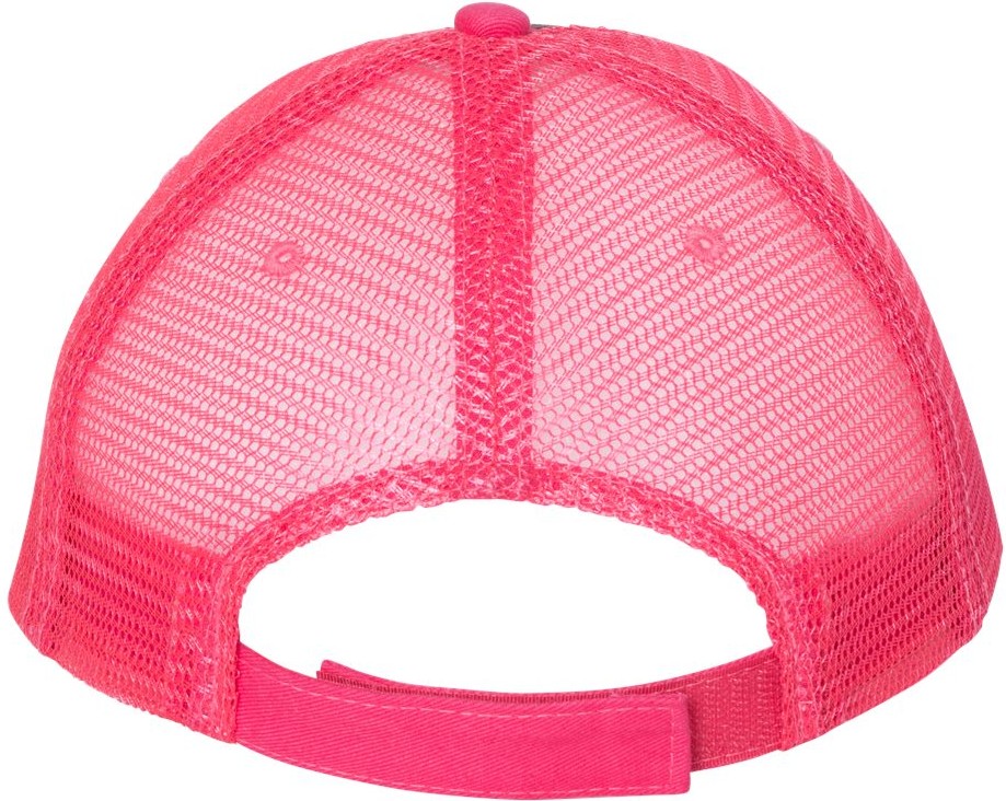 Front View of Charcoal/ Neon Pink Sandwich Trucker Cap - S102