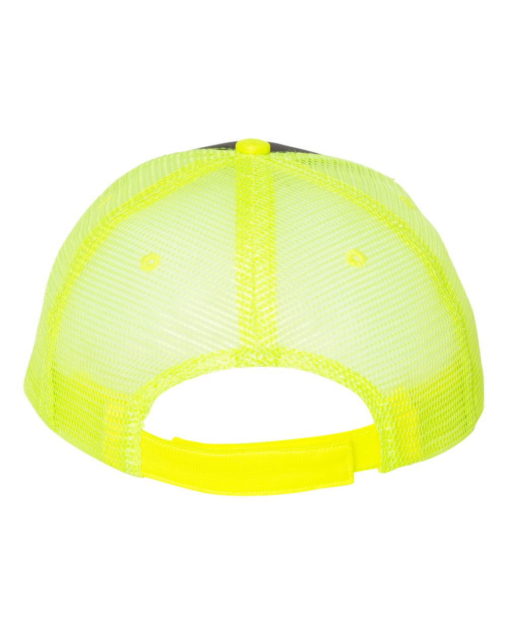 Rear View of Charcoal/ Neon Yellow Sandwich Trucker Cap - S102