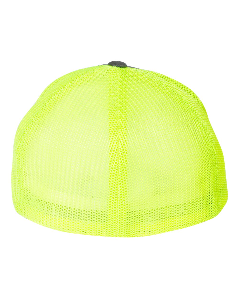 Rear View of Charcoal/ Neon Yellow Trucker Cap - 6511