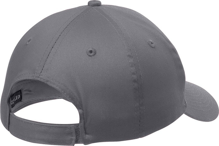 Front View of Charcoal Port Authority Five-Panel Twill Cap. CP86