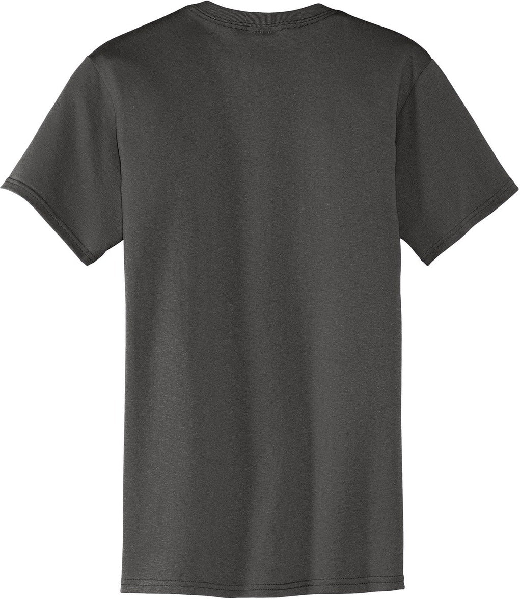 Front View of Charcoal Port & Co Core Blend Pocket Tee. PC55P