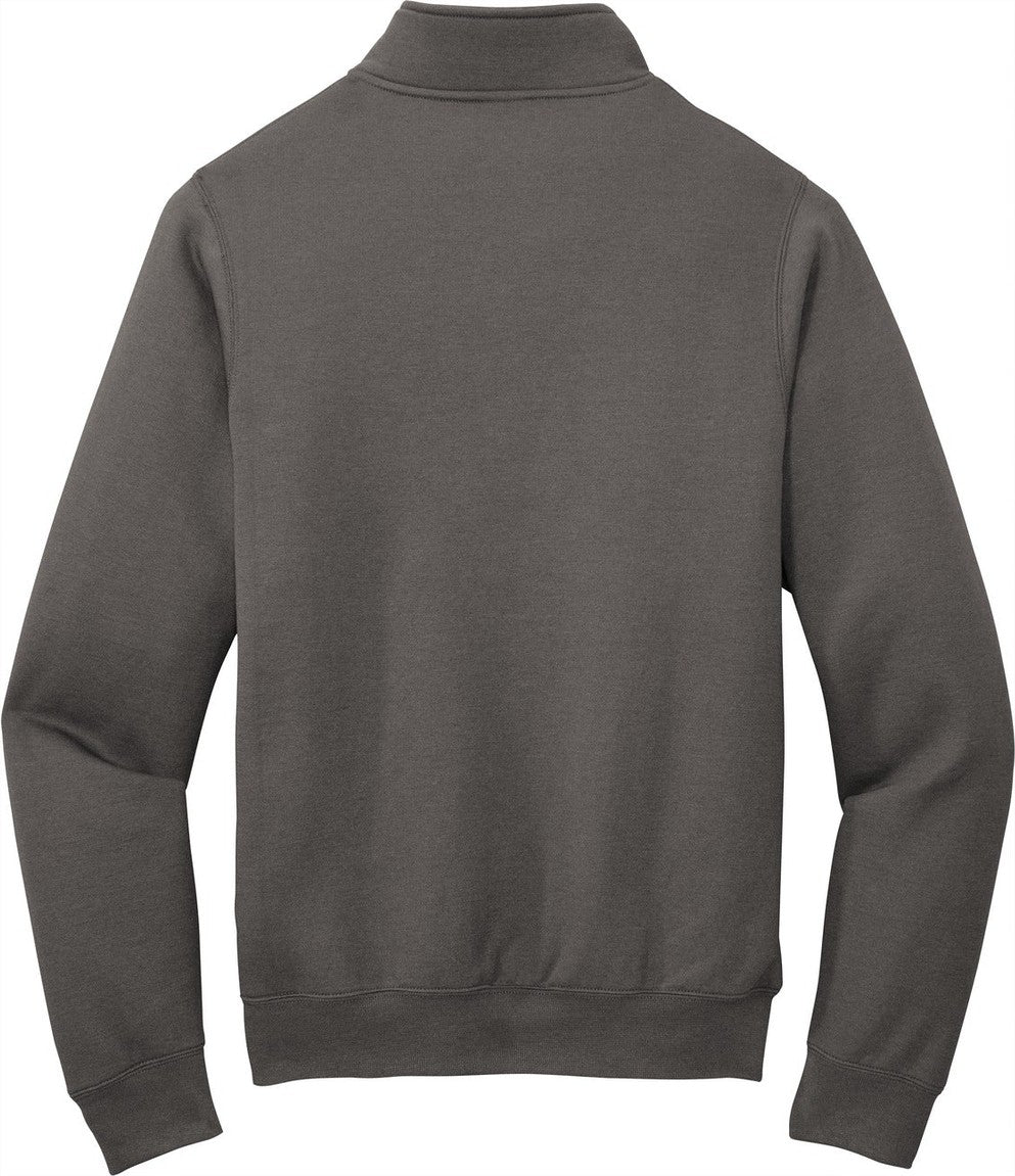 Front View of Charcoal Port & Co Core Fleece 1/4-Zip Pullover Sweatshirt PC78Q