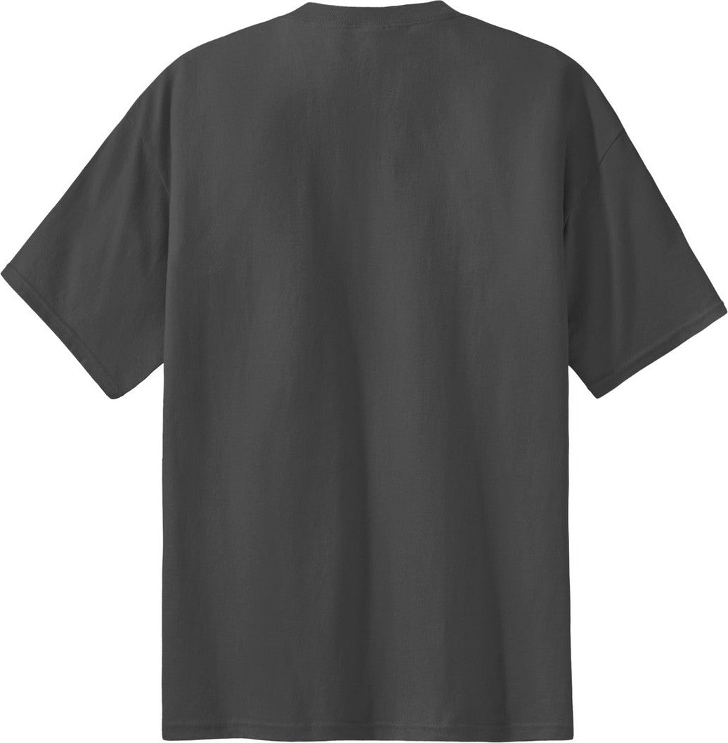Rear View of Charcoal Port & Co Essential Tee. PC61