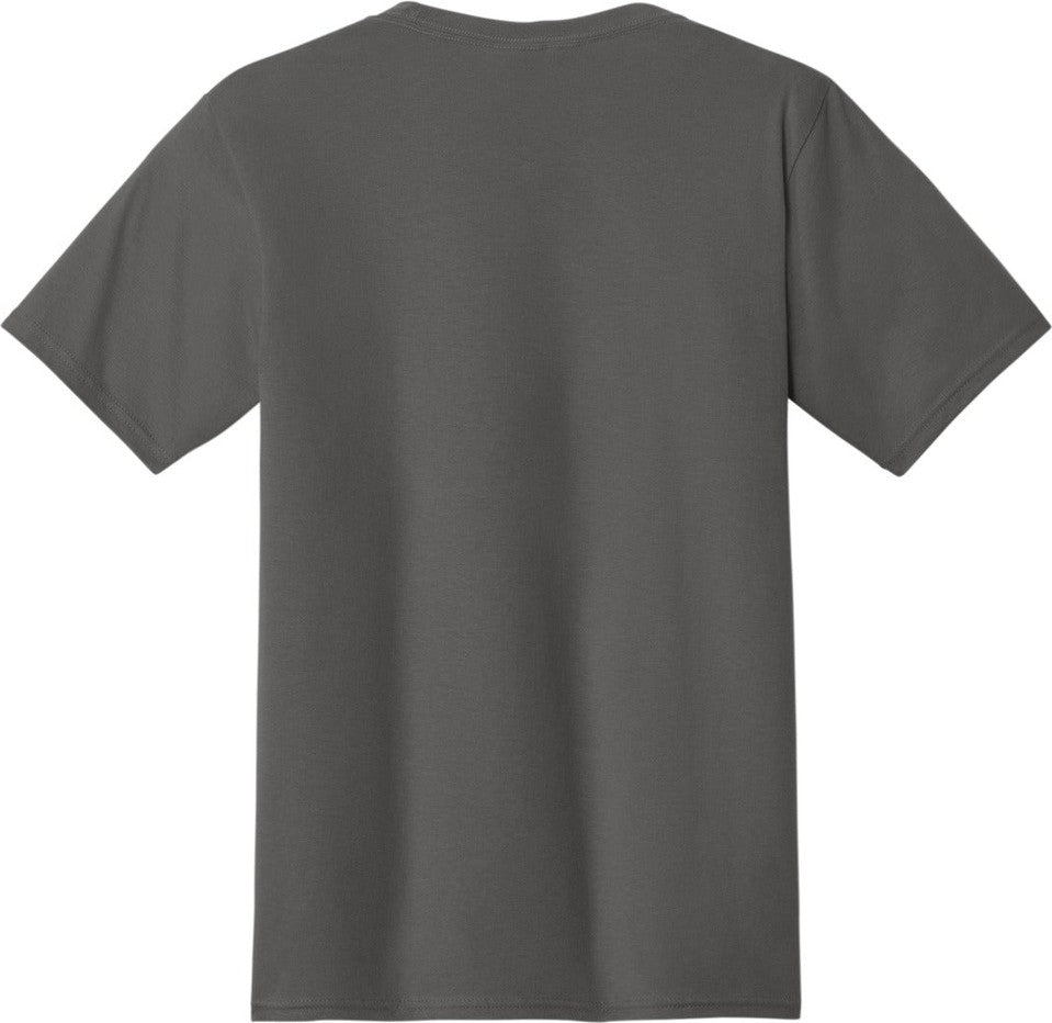 Front View of Charcoal Port & Co Fan Favorite Tee. PC450