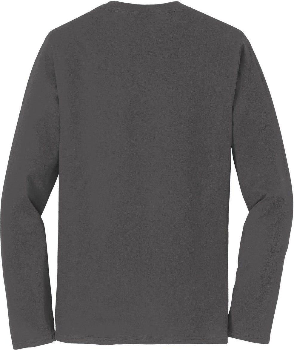 Front View of Charcoal Port & Co Long Sleeve Fan Favorite Tee. PC450LS