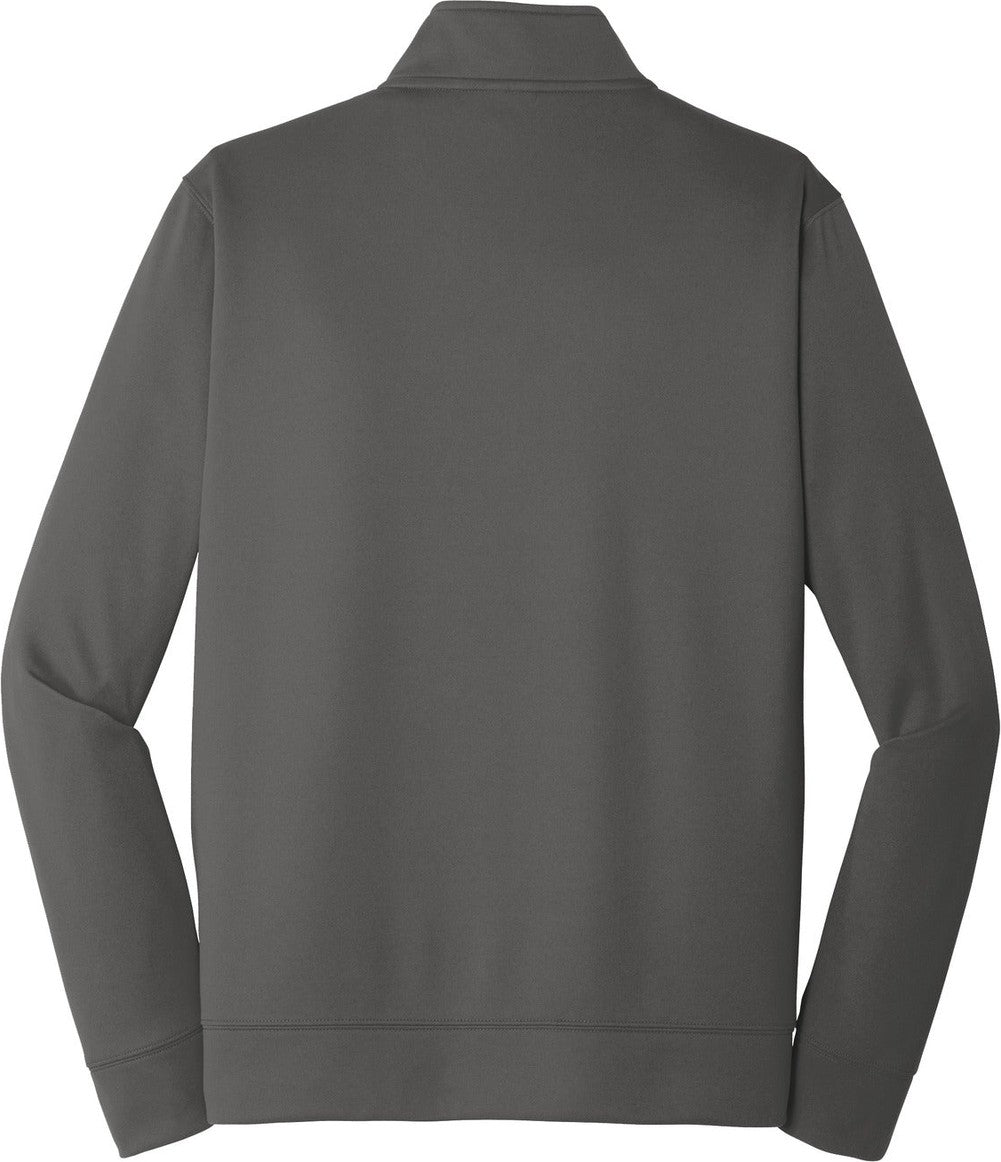 Front View of Charcoal Port & Co Performance Fleece 1/4-Zip Pullover Sweatshirt. PC590Q