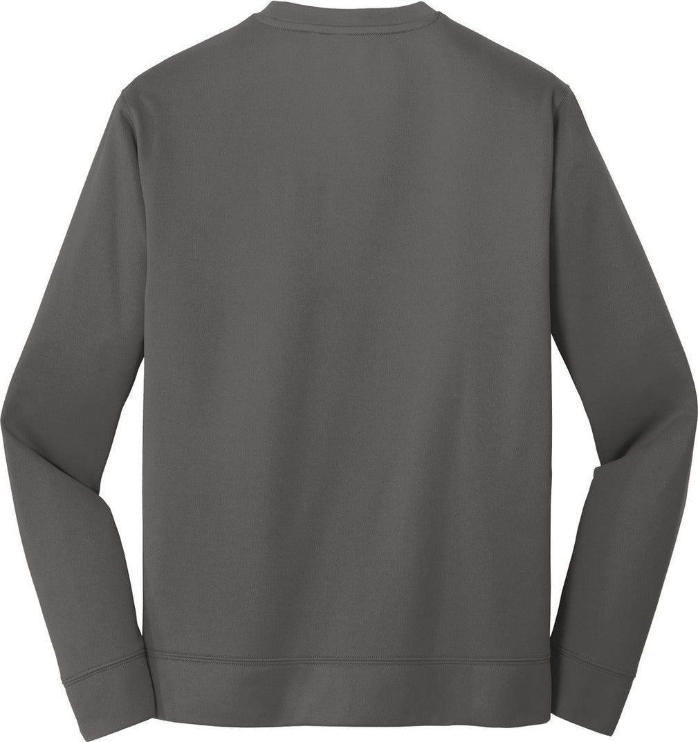 Front View of Charcoal Port & Co Performance Fleece Crewneck Sweatshirt. PC590