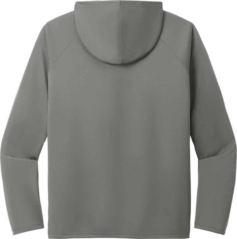 Rear View of Charcoal Port & Co Performance Pullover Hooded Tee PC380H