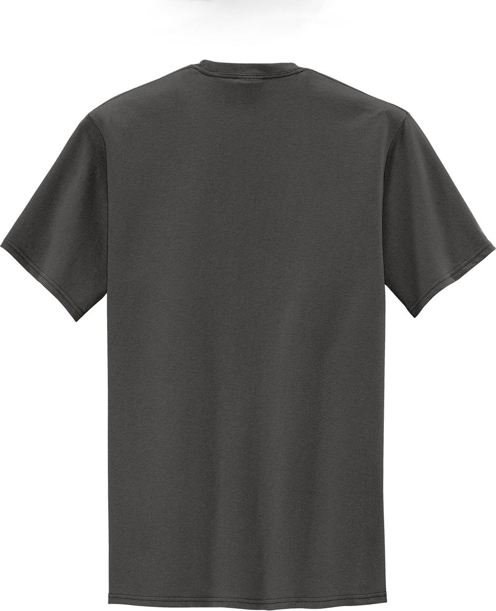 Front View of Charcoal Port & Co Tall Core Blend Pocket Tee. PC55PT