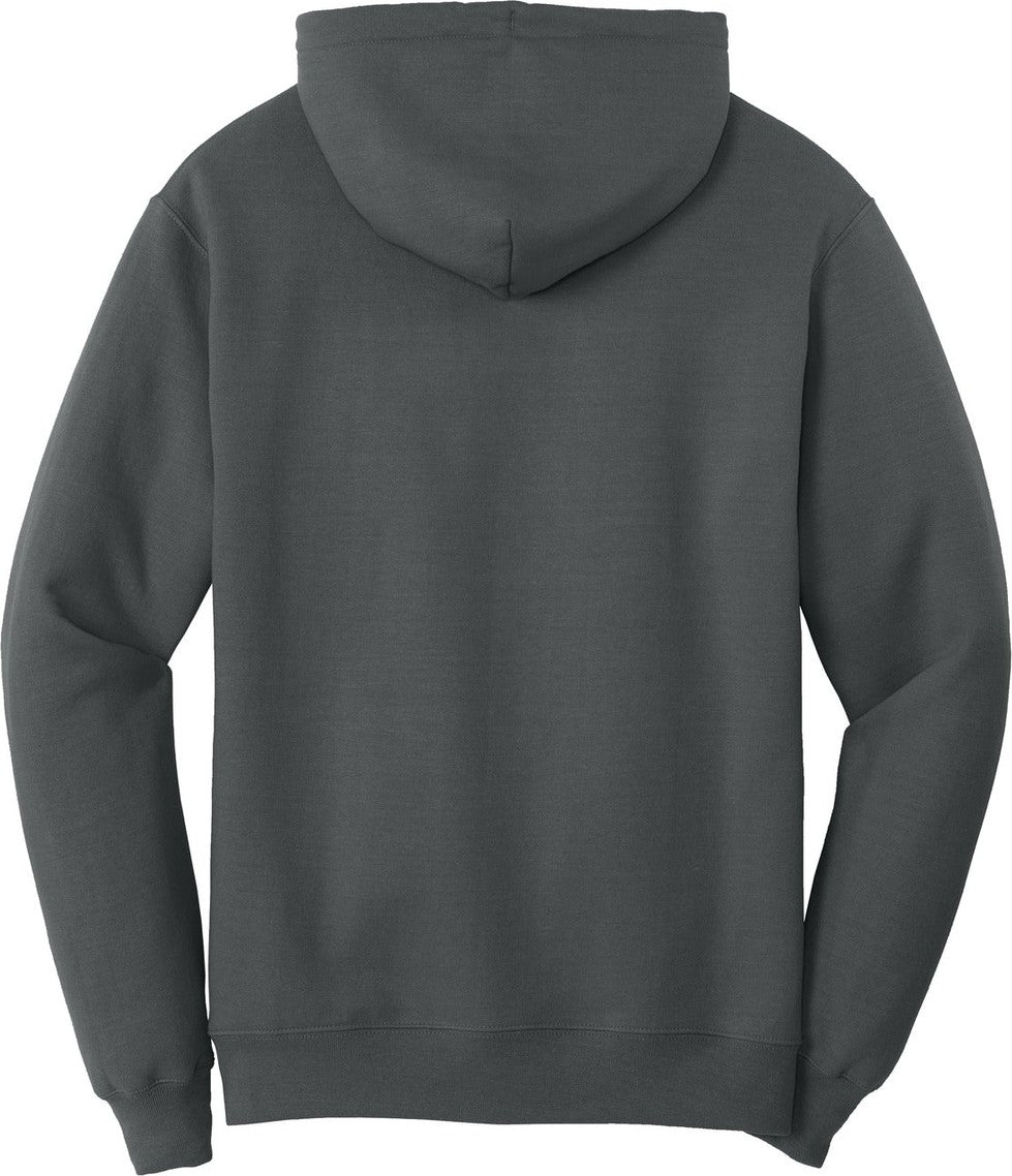 Rear View of Charcoal Port & Co Tall Core Fleece Pullover Hooded Sweatshirt PC78HT