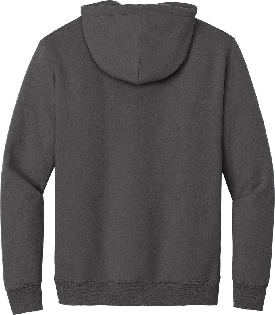 Rear View of Charcoal Port & Co Tall Essential Fleece Pullover Hooded Sweatshirt. PC90HT
