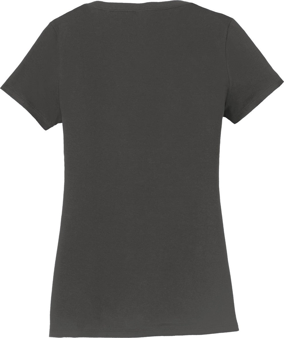 Front View of Charcoal Port & Co Women's Fan Favorite V-Neck Tee. LPC450V