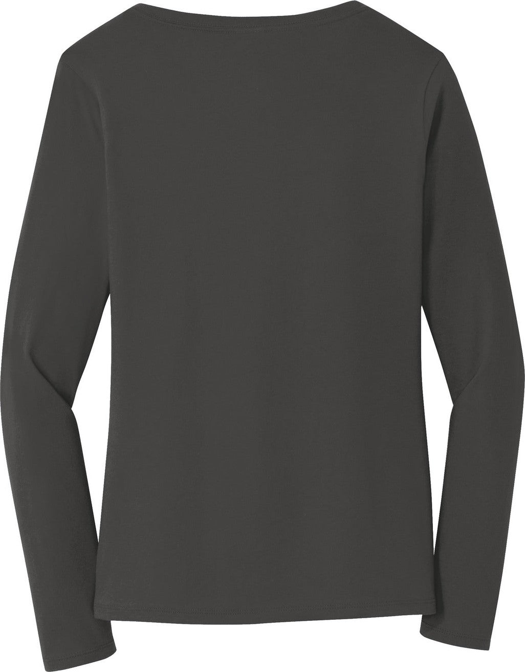 Front View of Charcoal Port & Co Women's Long Sleeve Fan Favorite V-Neck Tee. LPC450VLS