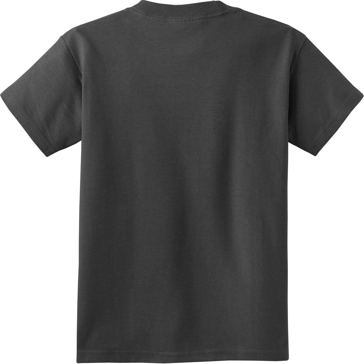 Front View of Charcoal Port & Co Youth Essential Tee. PC61Y