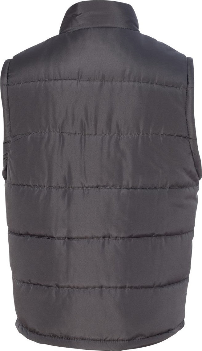Rear View of Charcoal Puffer Vest - 8700