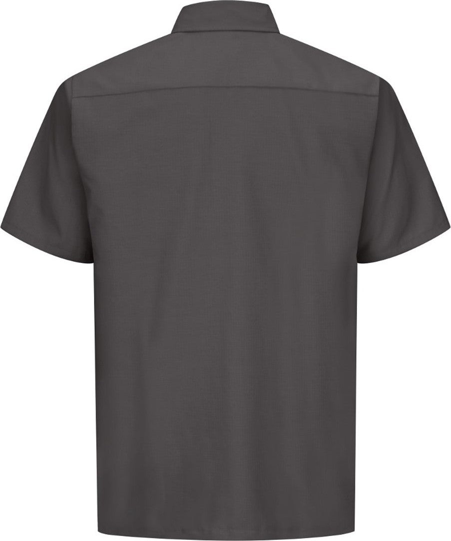 Front View of Charcoal Ripstop Short Sleeve Work Shirt - SY60
