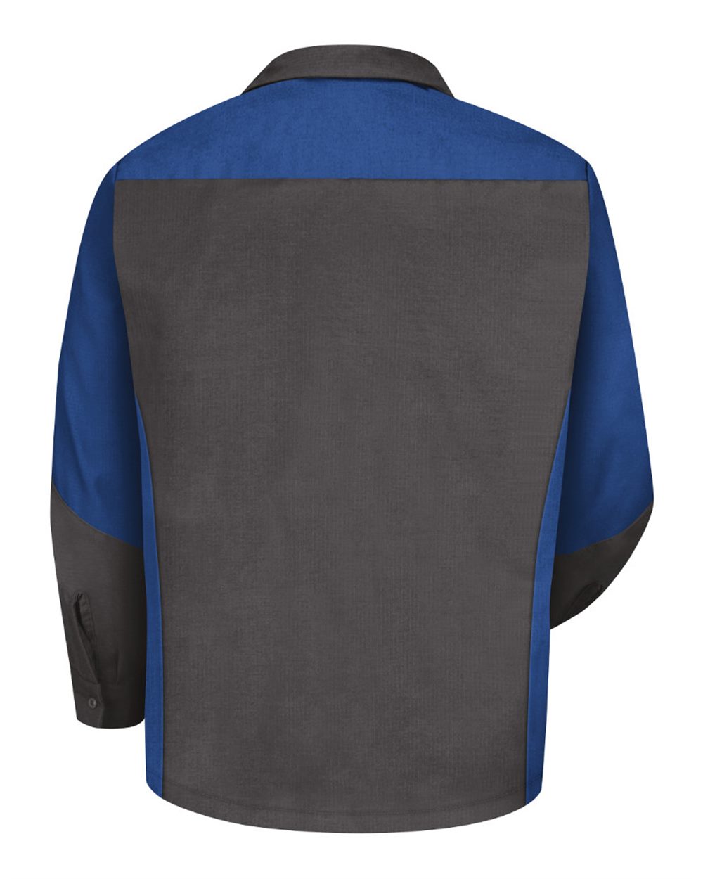Front View of Charcoal/ Royal Long Sleeve Automotive Crew Shirt - SY10