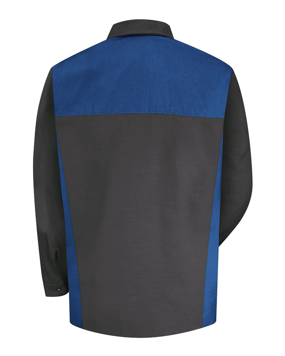 Front View of Charcoal/ Royal Long Sleeve Motorsports Shirt - SP18