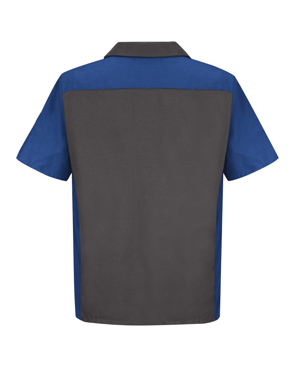 Front View of Charcoal/ Royal Short Sleeve Automotive Crew Shirt - Tall Sizes - SY20T