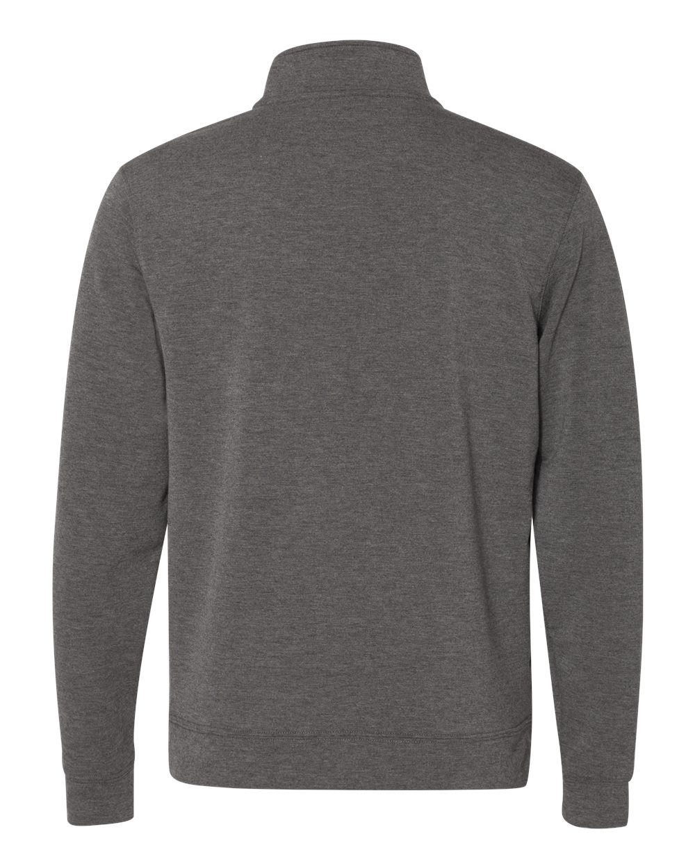 Rear View of Charcoal Triblend Omega Stretch Quarter-Zip Pullover - 8434
