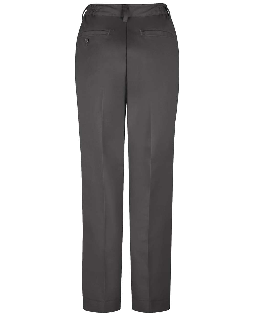 Rear View of Charcoal - Unhemmed Women&#39;s Elastic Insert Work Pants - PT61