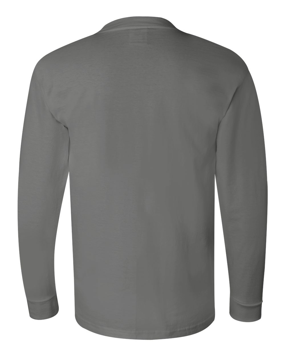 Rear View of Charcoal USA-Made Long Sleeve T-Shirt - 6100