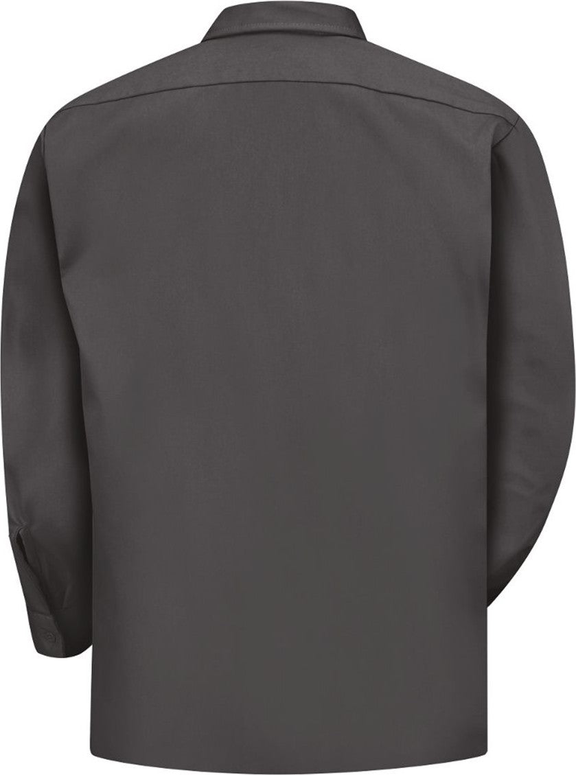 Front View of Charcoal Utility Long Sleeve Work Shirt - Tall Sizes - ST52T
