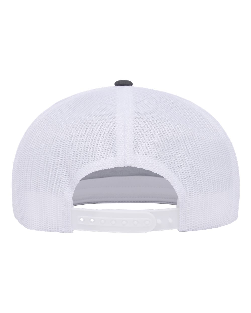 Rear View of Charcoal/ White Classic Five-Panel Trucker Rope Cap - 6006BD