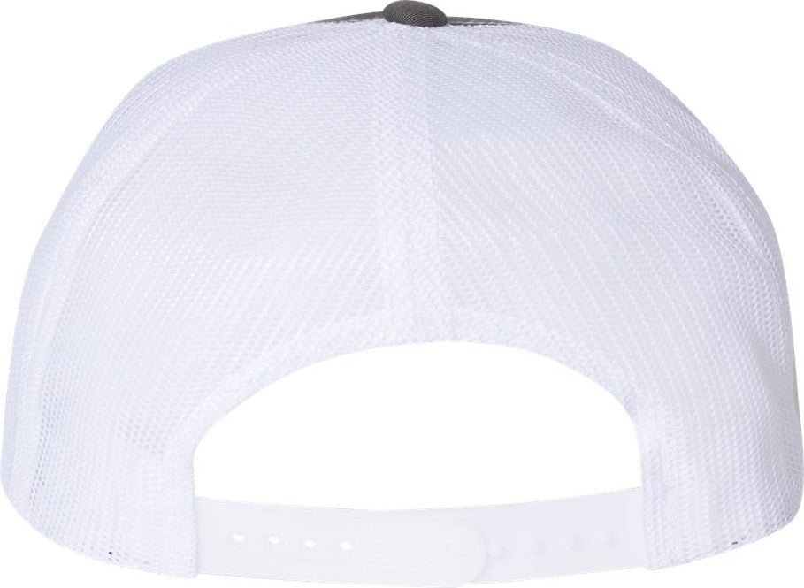 Front View of Charcoal/ White Five-Panel Classic Trucker Cap - 6006