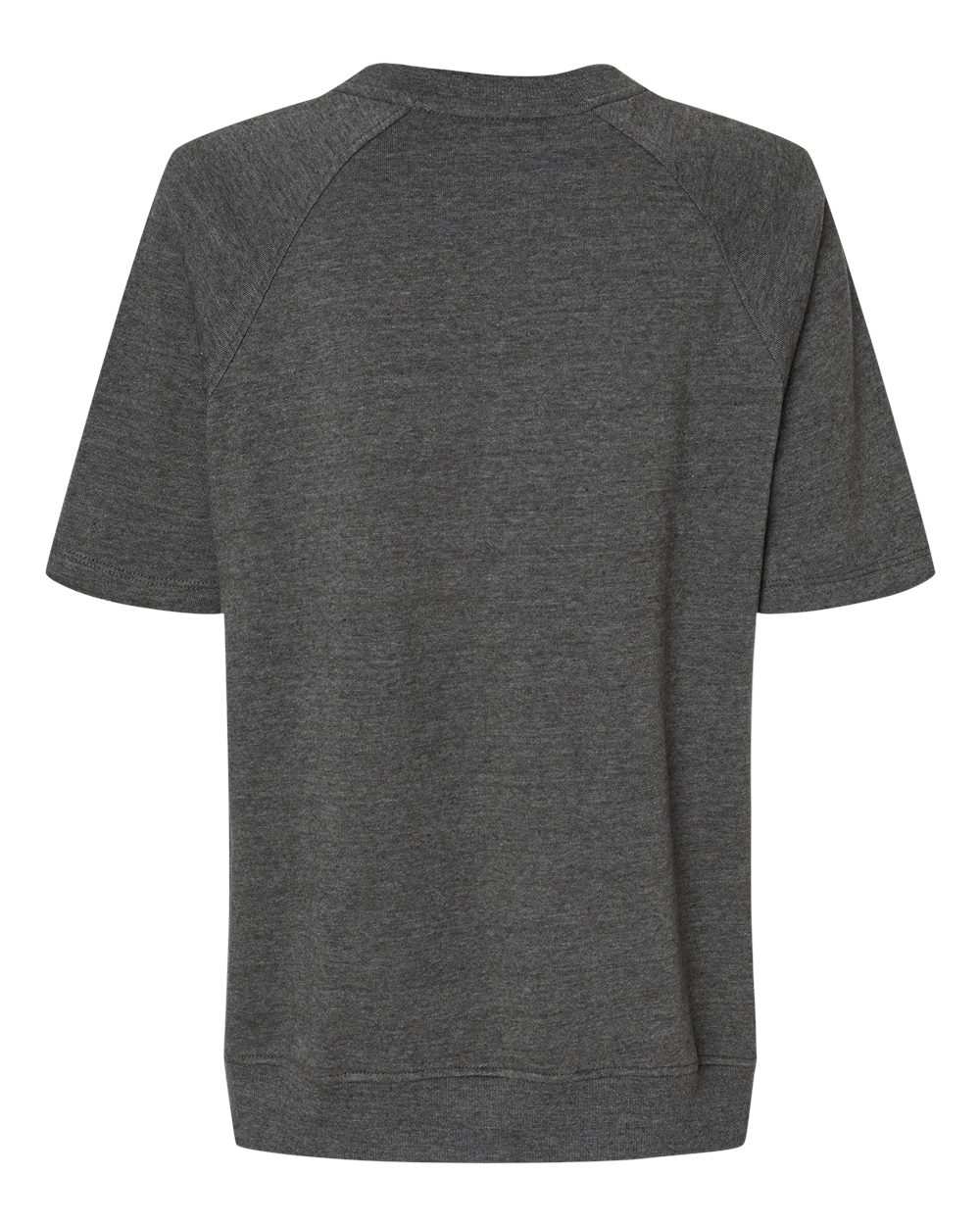 Front View of Charcoal Women's French Terry Short Sleeve Crewneck Pullover - W23711