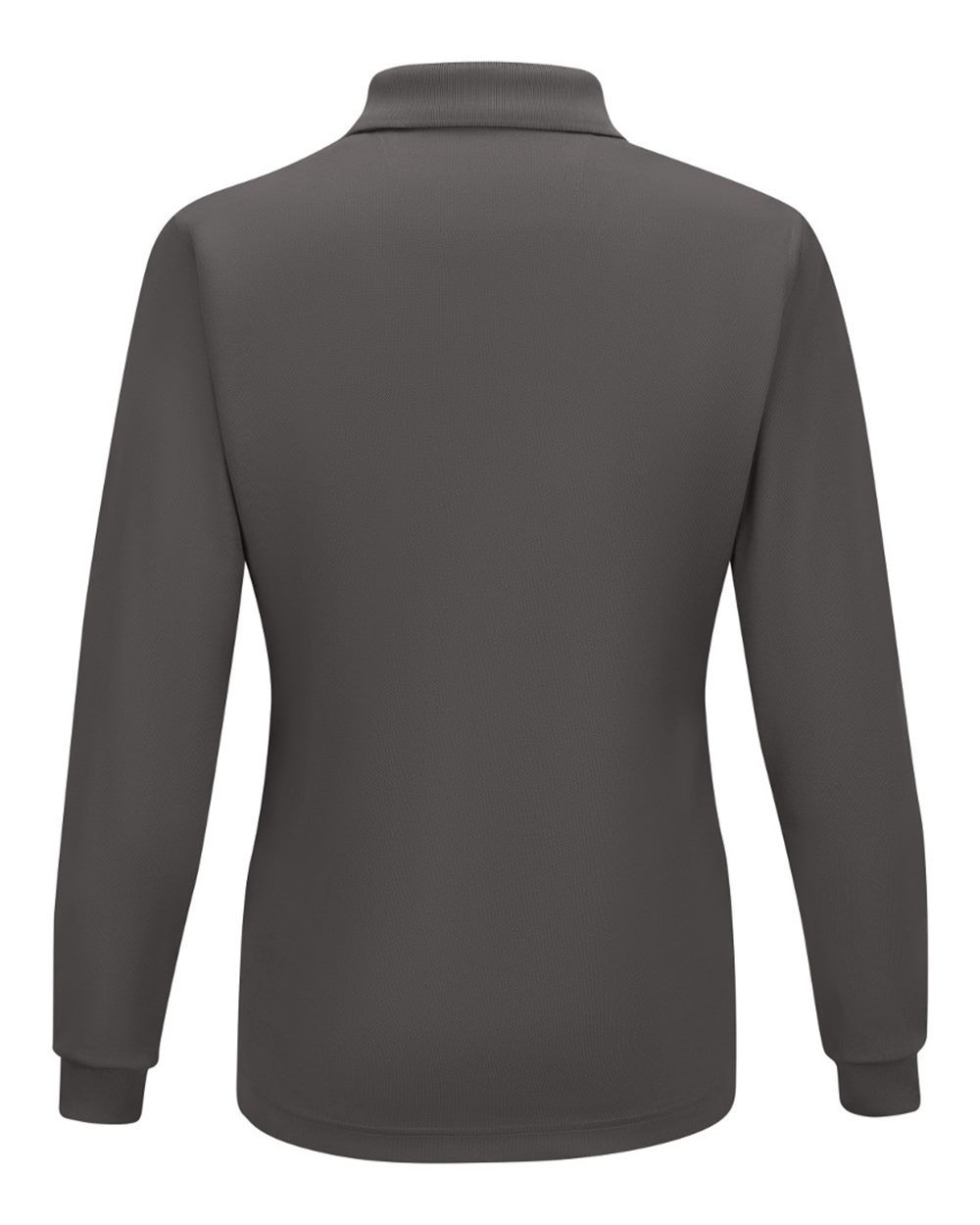 Front View of Charcoal Women's Long Sleeve Performance Knit Polo - SK7L
